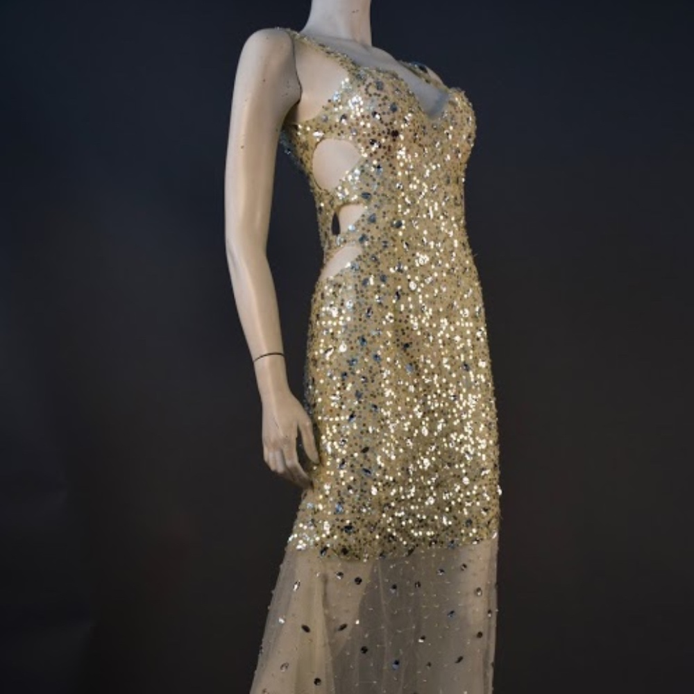 Champagne Dress with cut-outs